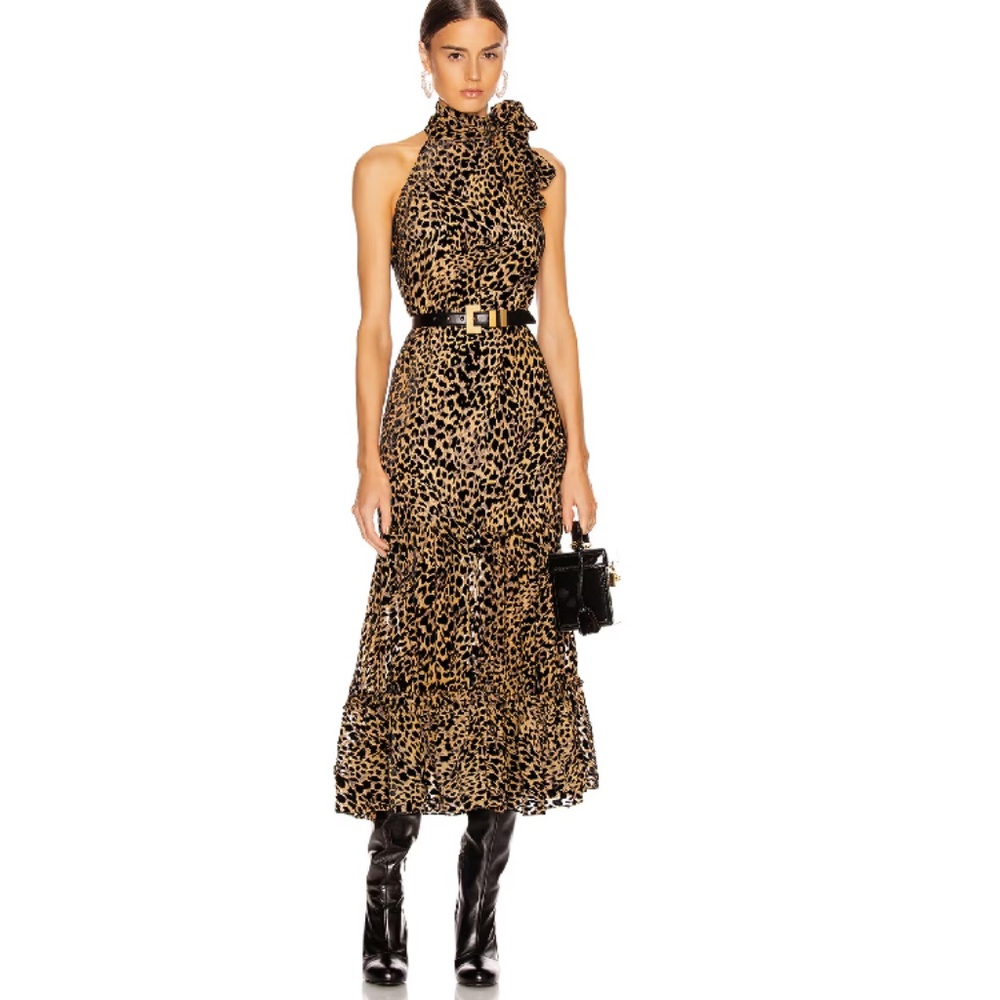 RIXO Eleanor Dress XS Leopard Midi US2 - Picture 2 of 7